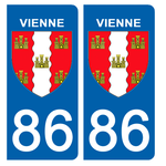 86 VIENNE - Stickers pour plaque d'immatriculation, disponible pour AUTO et MOTO