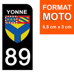 89 YONNE - Stickers pour plaque d'immatriculation, disponible pour AUTO et MOTO