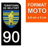 90 TERRITOIRE DE BELFORT - Stickers pour plaque d'immatriculation, disponible pour AUTO et MOTO