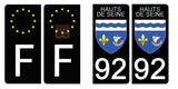 92 HAUTS DE SEINE - Stickers pour plaque d'immatriculation, disponible pour AUTO et MOTO