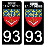 93 SEINE SAINT DENIS - Stickers pour plaque d'immatriculation, disponible pour AUTO et MOTO