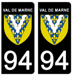 94 VAL DE MARNE - Stickers pour plaque d'immatriculation, disponible pour AUTO et MOTO