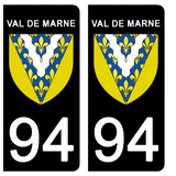 94 VAL DE MARNE - Stickers pour plaque d'immatriculation, disponible pour AUTO et MOTO