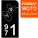 971 GUADELOUPE - Stickers pour plaque d'immatriculation, disponible pour AUTO et MOTO