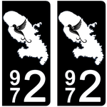 972 MARTINIQUE - Stickers pour plaque d'immatriculation, disponible pour AUTO et MOTO