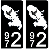 972 MARTINIQUE - Stickers pour plaque d'immatriculation, disponible pour AUTO et MOTO