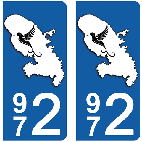 972 MARTINIQUE - Stickers pour plaque d'immatriculation, disponible pour AUTO et MOTO