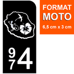 974 LA REUNION - Stickers pour plaque d'immatriculation, disponible pour AUTO et MOTO