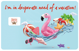 J'ai besoin de vacances ! Sticker pour carte bancaire, format US - Disponible en 3 langues