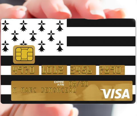 Bretagne, Breizh - sticker pour carte bancaire, 2 formats de carte bancaire disponibles
