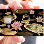 Swans and Lotus- credit card sticker, 2 credit card formats available