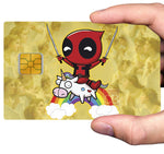 Tribute to Deadpool et sa licorne (fanart)- sticker pour carte bancaire, format US