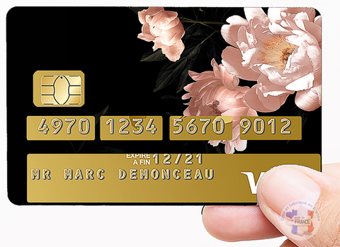 Douces fleurs - Sticker pour carte bancaire, 2 formats de carte bancaire disponibles