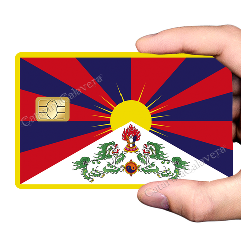 Drapeau du Tibet- sticker pour carte bancaire, format US