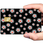 Black Daisy Flower - Bank Card Sticker, 2 Bank Card Sizes Available