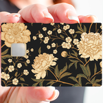 Golden flowers- credit card sticker, 2 credit card formats available