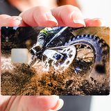 MOTO CROSS - enduro - sticker pour carte bancaire, 2 formats de carte bancaire disponibles