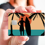 Surf, Beach and Coconut trees - credit card sticker, 2 credit card formats available