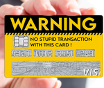 Warning - sticker pour carte bancaire, 2 formats de carte bancaire disponibles