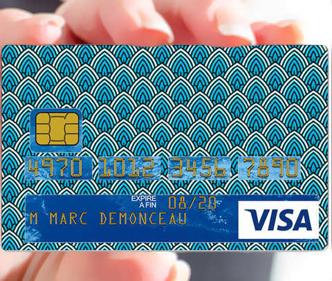 Cone bleu- sticker pour carte bancaire, 2 formats de carte bancaire disponibles