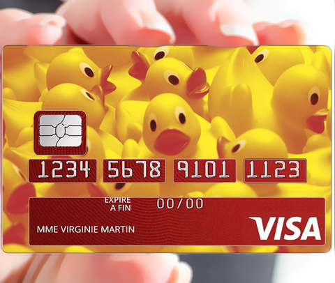 Les petits canards jaunes - sticker pour carte bancaire, 2 formats de carte bancaire disponibles