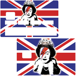 Queen Elisabeth Vs Bowie in England - sticker for bank card, 2 bank card formats available