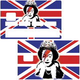 Queen Elisabeth Vs Bowie in england - sticker pour carte bancaire