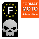 Sticker pour plaque d'immatriculation MOTO EUROBAND - SKULL- bleu ou noir