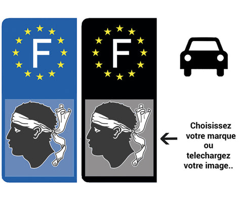 Personnalisez votre sticker pour plaque d'immatriculation AUTO EUROBAND- Fond Bleu ou Noir