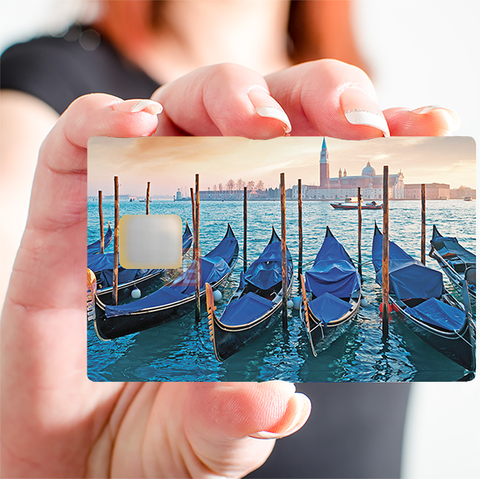 Venise, les gondoles - sticker pour carte bancaire