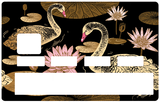 Swans and Lotus- credit card sticker, 2 credit card formats available