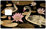 Swans and Lotus- credit card sticker, 2 credit card formats available