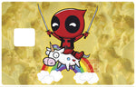 Tribute to Deadpool et sa licorne (fanart)- sticker pour carte bancaire, format US