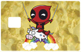 Tribute to Deadpool et sa licorne (fanart)- sticker pour carte bancaire, format US