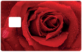 Rose rouge - sticker pour carte bancaire, 2 formats de carte bancaire disponibles