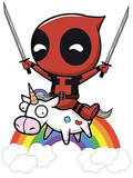 Sticker, Bébé à bord !  Tribute to Deadpool sur sa vache (fanart)