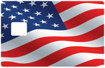 Drapeau Americain au vent- sticker pour carte bancaire, 2 formats de carte bancaire disponibles