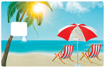 Deckchair at the beach - sticker for bank card, US format