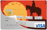 Cowboy at sunset - credit card sticker, 2 credit card sizes available