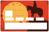 Cowboy at sunset - credit card sticker, 2 credit card sizes available