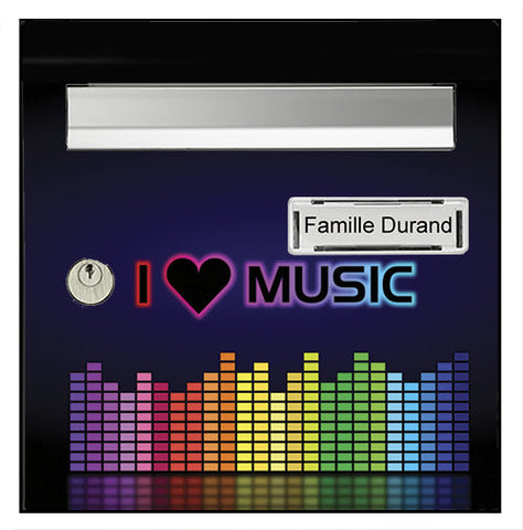 Letterbox Sticker, I Love Music