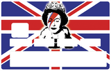 Queen Elisabeth Vs Bowie in England - sticker for bank card, 2 bank card formats available