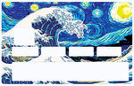 La Vague de Kanagawa  Vs la nuit étoilée  - sticker pour carte bancaire, 2 formats de carte bancaire disponibles