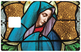 The virgin of the stained glass window - credit card sticker, 2 credit card formats available